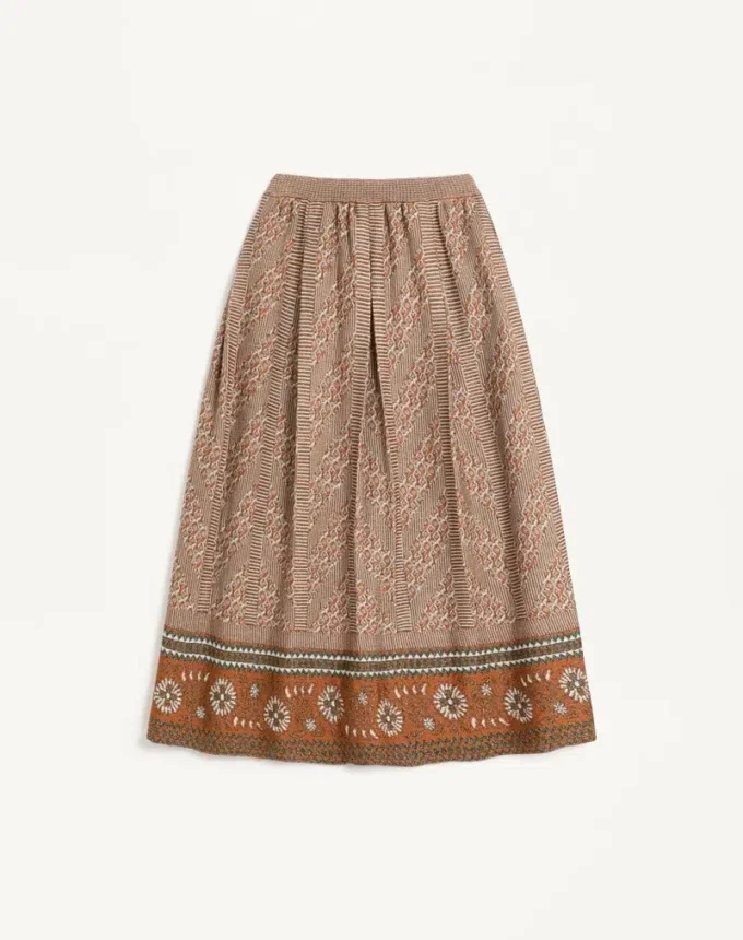 Fustă tricotată cu model jacquard Lurex Fustă tricotată cu model jacquard Lurex