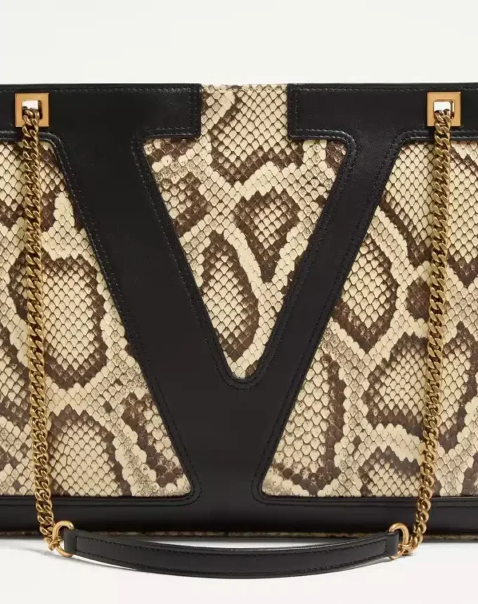 Geantă de cumpărături medie Valentino Garavani Viva Superstar din piele de piton Geantă de cumpărături medie Valentino Garavani Viva Superstar din piele de piton