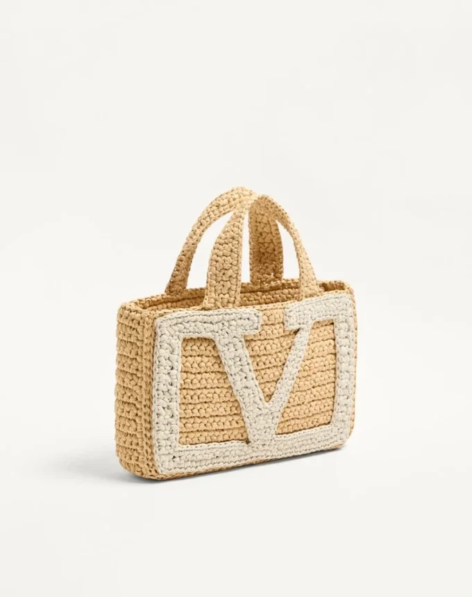 Geantă de cumpărături mică Valentino Garavani Viva Superstar din rafie