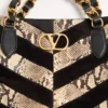 Geantă de cumpărături Valentino Garavani Laseine din piele de piton și piele întoarsă cu model chevron