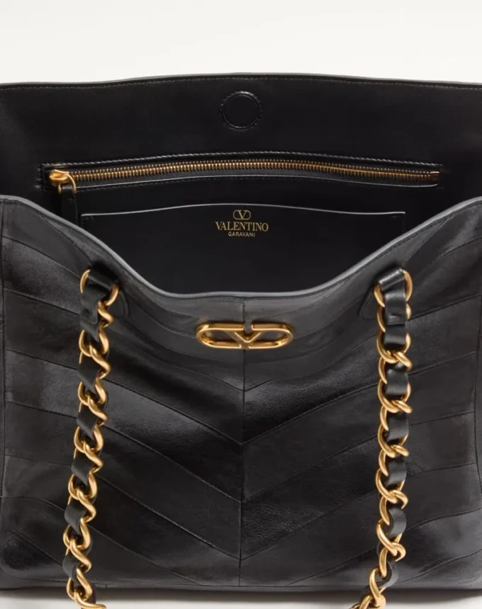 Geantă de cumpărături Valentino Garavani Laseine din piele nappa cu model chevron