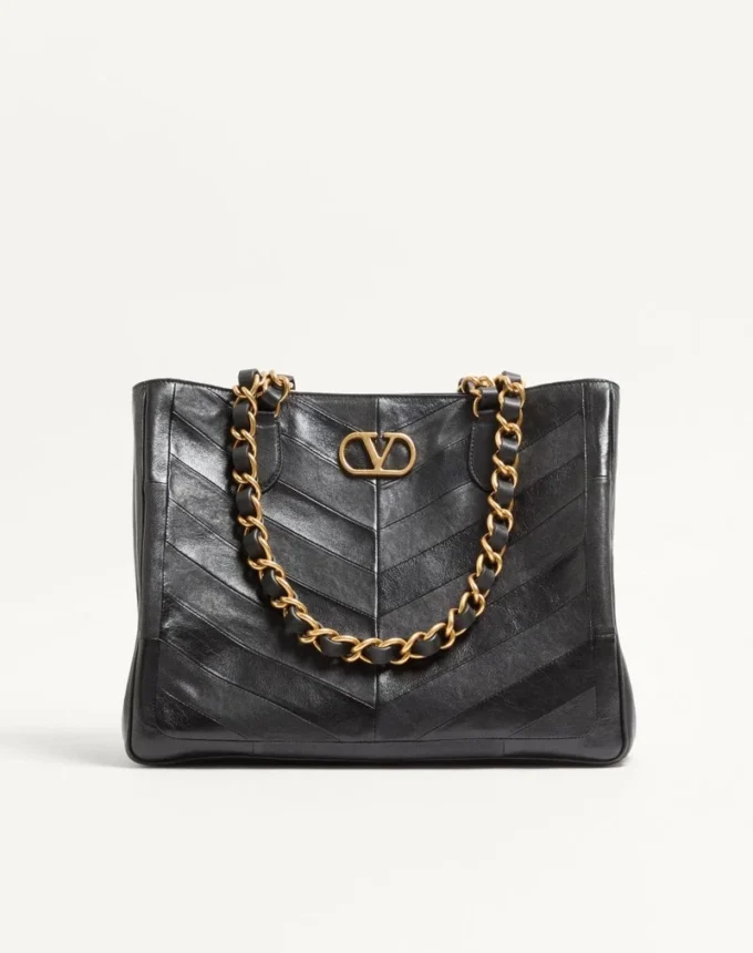 Geantă de cumpărături Valentino Garavani Laseine din piele nappa cu model chevron