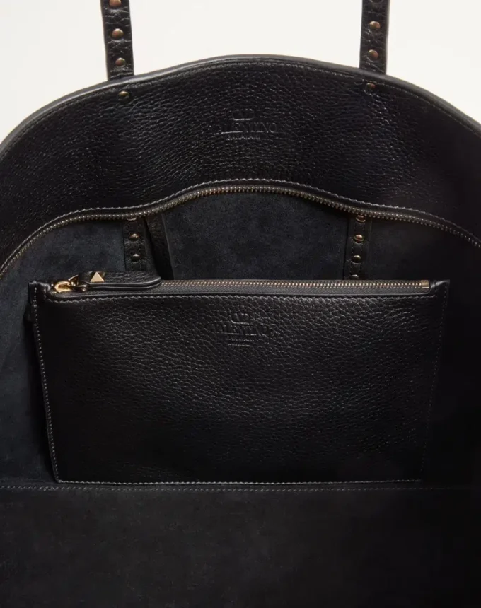 Geantă de cumpărături Valentino Garavani Rockstud din piele de vițel granulată