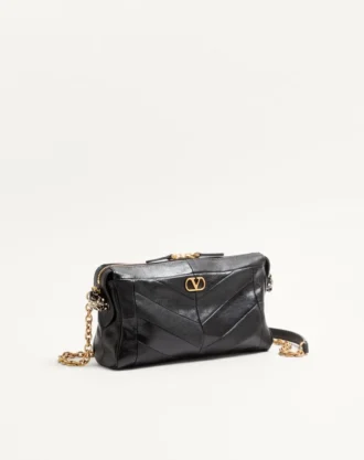 Geantă de umăr mică Valentino Garavani Panthea din piele nappa cu model chevron