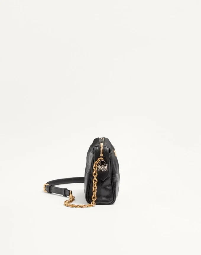 Geantă de umăr mică Valentino Garavani Panthea din piele nappa cu model chevron Geantă de umăr mică Valentino Garavani Panthea din piele nappa cu model chevron