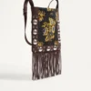 Geantă de umăr Valentino Garavani Nellcôte din țesătură jacquard cu franjuri