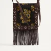 Geantă de umăr Valentino Garavani Nellcôte din țesătură jacquard cu franjuri