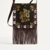 Geantă de umăr Valentino Garavani Nellcôte din țesătură jacquard cu franjuri