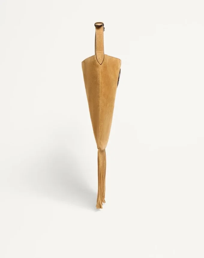 Geantă de umăr Valentino Garavani Nellcôte din piele de căprioară cu franjuri Geantă de umăr Valentino Garavani Nellcôte din piele de căprioară cu franjuri