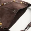 Geantă de umăr Valentino Garavani Nellcôte din piele de căprioară cu franjuri