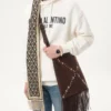 Geantă de umăr Valentino Garavani Nellcôte din piele de căprioară cu franjuri
