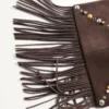 Geantă de umăr Valentino Garavani Nellcôte din piele de căprioară cu franjuri