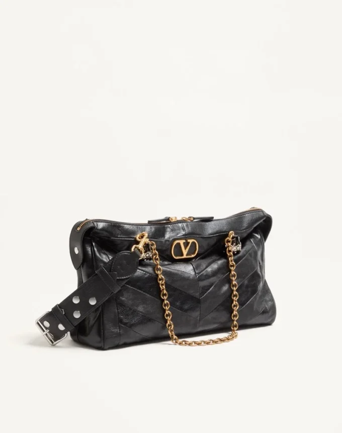 Geantă de umăr Valentino Garavani Panthea din piele nappa cu model chevron