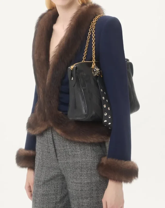 Geantă de umăr Valentino Garavani Panthea din piele nappa cu model chevron