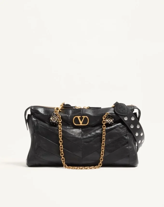 Geantă de umăr Valentino Garavani Panthea din piele nappa cu model chevron
