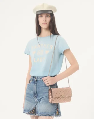 Geantă de umăr Valentino Garavani Rockstud Spike din piele nappa laminată