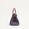 Geantă mică de cumpărături Valentino Garavani Antibes din denim cu broderie Cherryfic