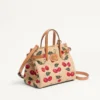 Geantă mică de cumpărături Valentino Garavani Antibes din rafie jacquard cu model Cherryfic