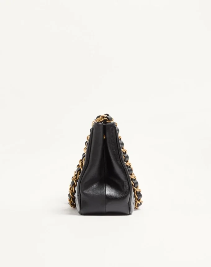 Geantă mică de cumpărături Valentino Garavani Laseine din piele nappa cu model chevron