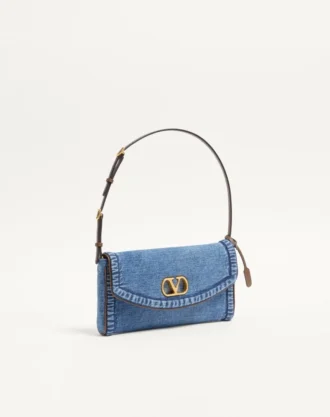 Geantă mică de umăr din denim Valentino Garavani DeVain