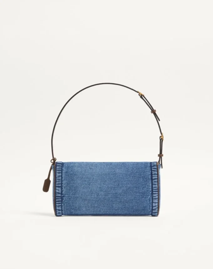 Geantă mică de umăr din denim Valentino Garavani DeVain Geantă mică de umăr din denim Valentino Garavani DeVain
