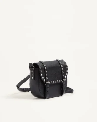 Geantă mică de umăr Rockstud din piele de vițel granulată