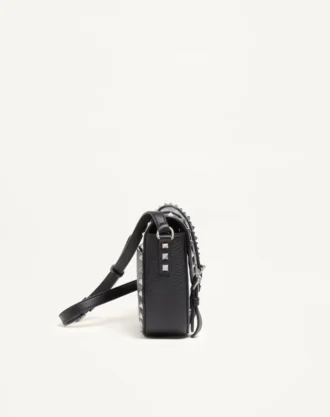 Geantă mică de umăr Rockstud din piele de vițel granulată
