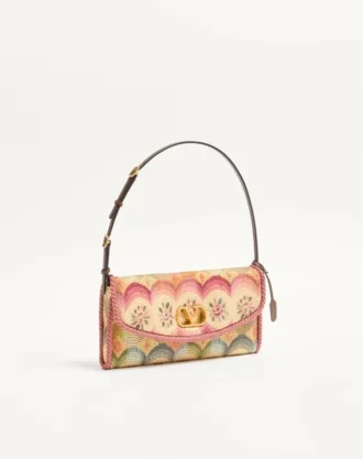 Geantă mică de umăr Valentino Garavani DeVain din țesătură Jacquard Apres L’Hiver
