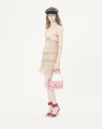 Geantă mică de umăr Valentino Garavani DeVain din țesătură jacquard cloqué.