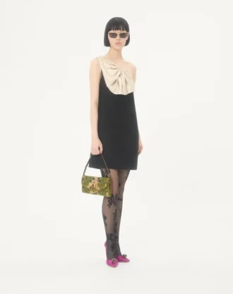 Geantă mică de umăr Valentino Garavani DeVain din țesătură jacquard lurex