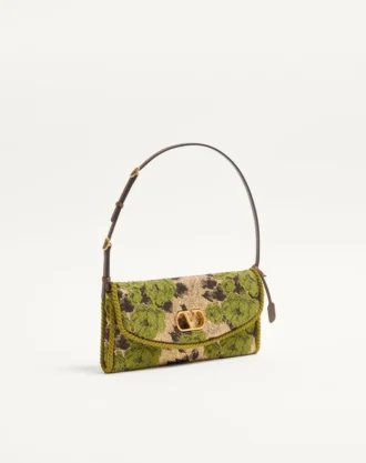Geantă mică de umăr Valentino Garavani DeVain din țesătură jacquard lurex