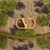 Geantă mică de umăr Valentino Garavani DeVain din țesătură jacquard lurex
