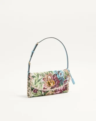 Geantă mică de umăr Valentino Garavani DeVain din țesătură jacquard Voyage Imaginaire