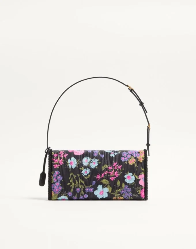 Geantă mică de umăr Valentino Garavani DeVain din țesătură moiré cu imprimeu floral Geantă mică de umăr Valentino Garavani DeVain din țesătură moiré cu imprimeu floral