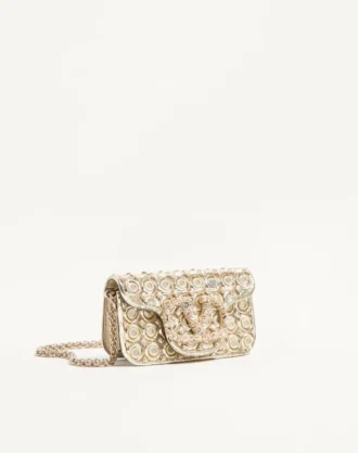 Geantă mică de umăr Valentino Garavani Locò brodată cu logo-ul Jewel
