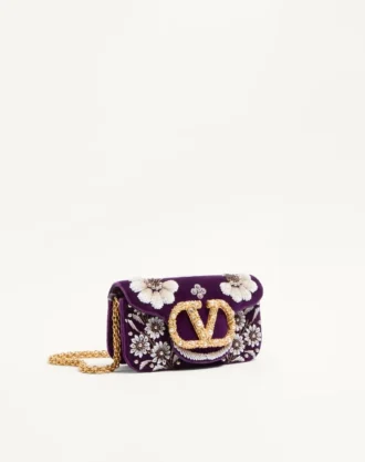 Geantă mică de umăr Valentino Garavani Locò brodată cu logo-ul Jewel