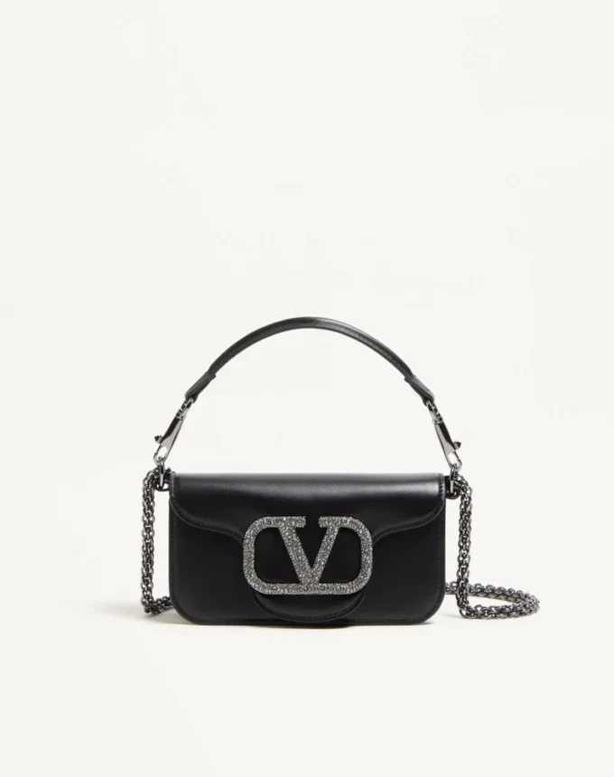 Geantă mică de umăr Valentino Garavani Locò cu logo bijuterie Geantă mică de umăr Valentino Garavani Locò cu logo bijuterie