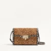 Geantă mică de umăr Valentino Garavani Rockstud din piele de vițel cu efect de ponei și imprimeu animalier Geantă mică de umăr Valentino Garavani Rockstud din piele de vițel cu efect de ponei și imprimeu animalier