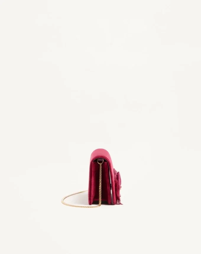 Geantă mini de umăr din catifea cu logo Geantă mini de umăr din catifea cu logo