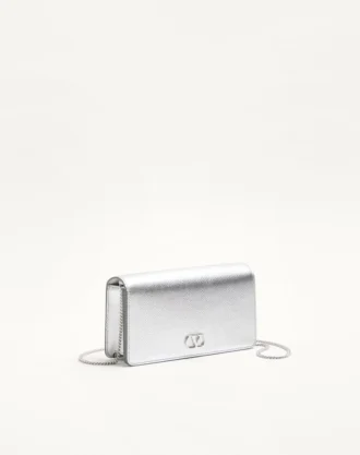 Geantă mini de umăr VLogo Signature din piele de vițel granulată laminată