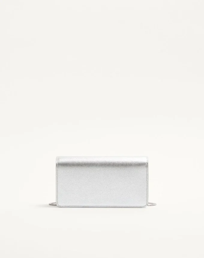 Geantă mini de umăr VLogo Signature din piele de vițel granulată laminată