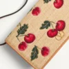 Geantă mini de umăr Vlogo Signature din rafia jacquard cu model Cherryfic Geantă mini de umăr Vlogo Signature din rafia jacquard cu model Cherryfic