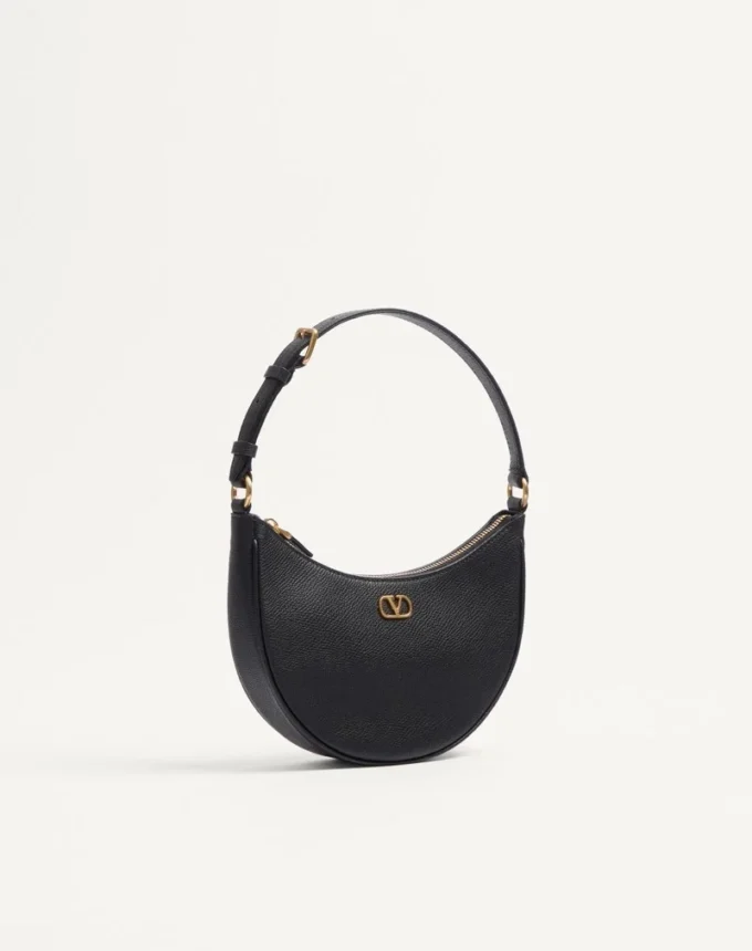 Geantă mini hobo Vlogo Signature din piele de vițel granulată Geantă mini hobo Vlogo Signature din piele de vițel granulată
