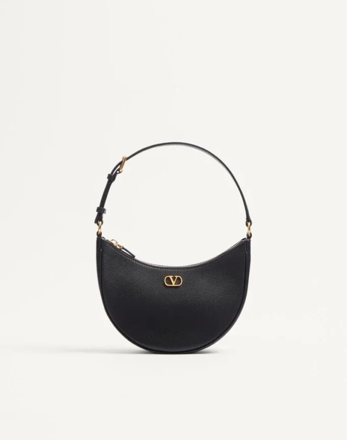 Geantă mini hobo Vlogo Signature din piele de vițel granulată Geantă mini hobo Vlogo Signature din piele de vițel granulată