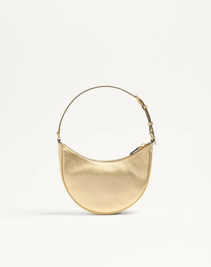 Geantă mini hobo Vlogo Signature din piele de vițel laminată cu textură granulată Geantă mini hobo Vlogo Signature din piele de vițel laminată cu textură granulată