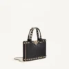 Geantă mini Rockstud din piele de vițel granată Geantă mini Rockstud din piele de vițel granată