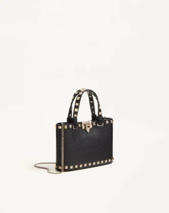 Geantă mini Rockstud din piele de vițel granată