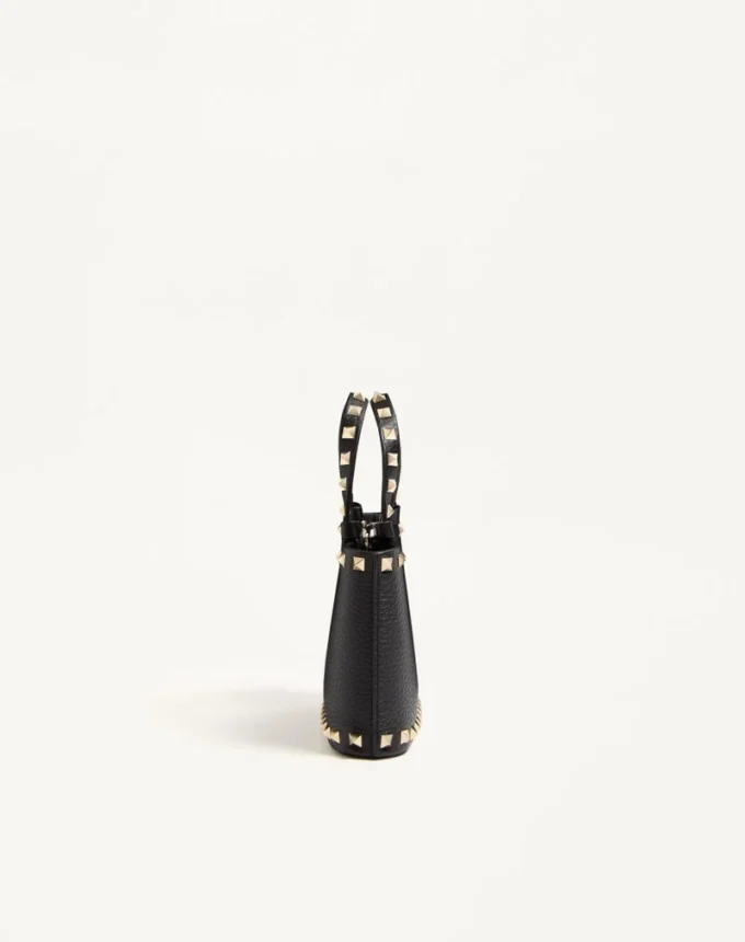 Geantă mini Rockstud din piele de vițel granată Geantă mini Rockstud din piele de vițel granată