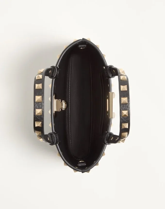 Geantă mini Rockstud din piele de vițel granată Geantă mini Rockstud din piele de vițel granată
