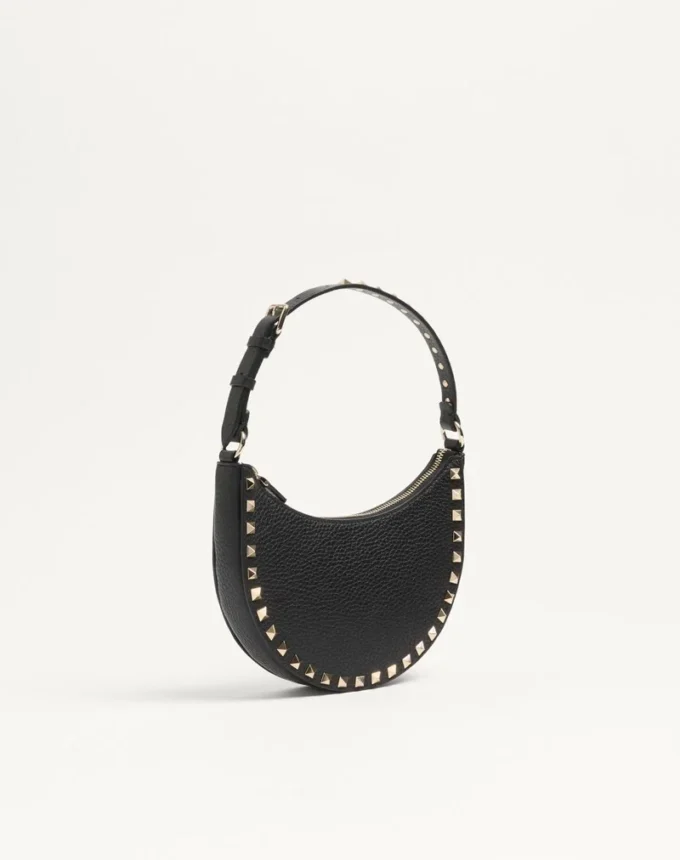 Geantă mini Rockstud Hobo din piele de vițel granată Geantă mini Rockstud Hobo din piele de vițel granată